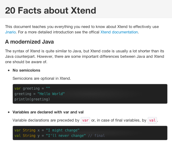 Documentation generated from a Jnario Spec
