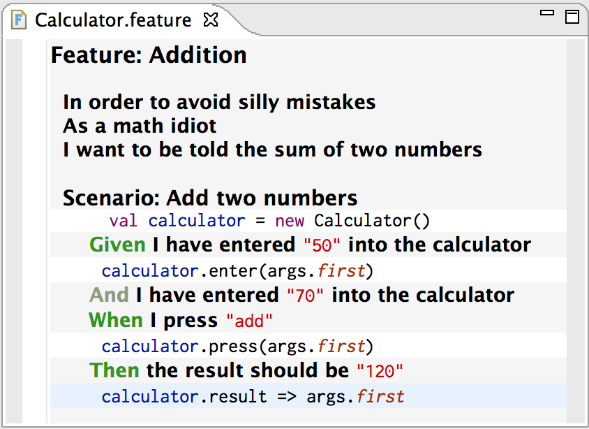 Acceptance specifications in Java.