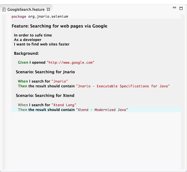 Jnario Editor